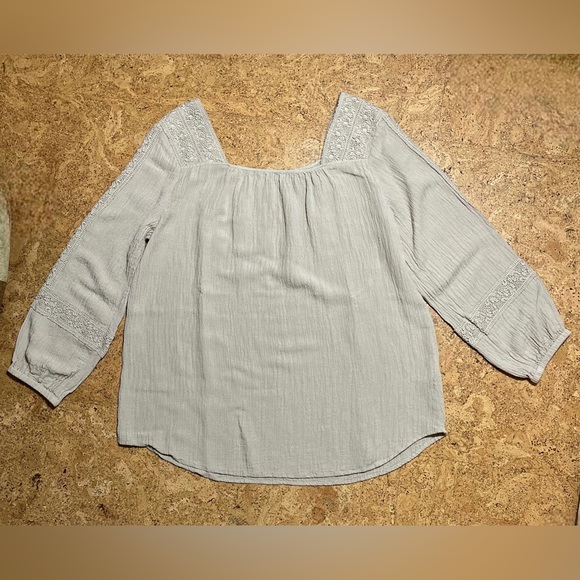 Soft Surroundings Sand Dune Asilah Crochet Lace Peasant Blouse Sz L - Picture 9 of 12